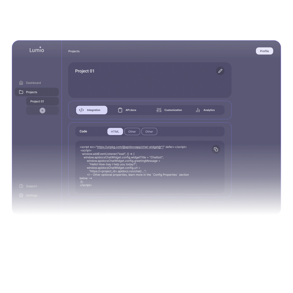 Lumio Dashboard